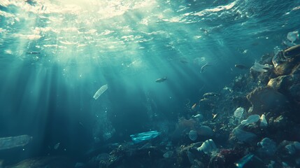 Fototapeta premium Plastic Pollution is littering the ocean