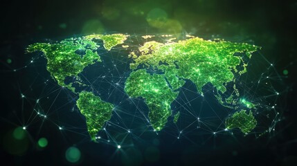 A global map highlighting countries adopting a hydrogen economy, green and futuristic visuals