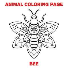animal bee mandala coloring page
