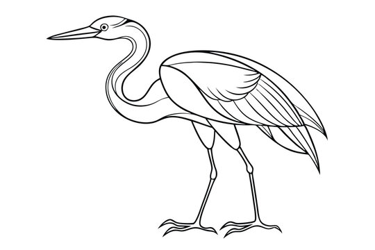 recommend clip art: Heron continuous line art drawing illustration black and white