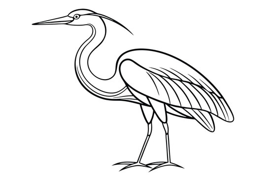 recommend clip art: Heron continuous line art drawing illustration black and white