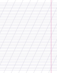 Graph paper. Printable lined grid paper with color horisontal, diagonal lines. Geometric pattern for school, oblique notebook. Realistic lined paper blank size Letter. Exercise page for calligraphy