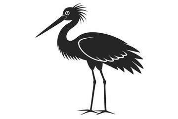 Stork bird silhouette vector, bird silhouette, stork bird black icon vector isolated on white background