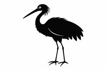 Stork bird silhouette vector, bird silhouette, stork bird black icon vector isolated on white background