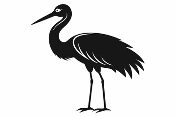 Stork bird silhouette vector, bird silhouette, stork bird black icon vector isolated on white background