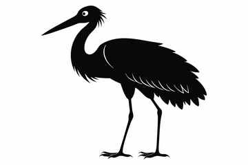 Stork bird silhouette vector, bird silhouette, stork bird black icon vector isolated on white background