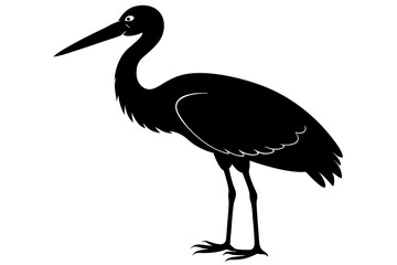 Stork bird silhouette vector, bird silhouette, stork bird black icon vector isolated on white background