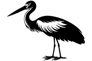 Stork bird silhouette vector, bird silhouette, stork bird black icon vector isolated on white background