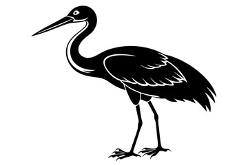 Stork bird silhouette vector, bird silhouette, stork bird black icon vector isolated on white background