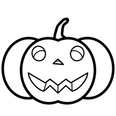 Cute Cartoon Halloween Pumpkin Face Outline On Transparent Background. PNG Image, For Brush Procreate, Coloring Picture, Digital Art, Procreate Pocket
