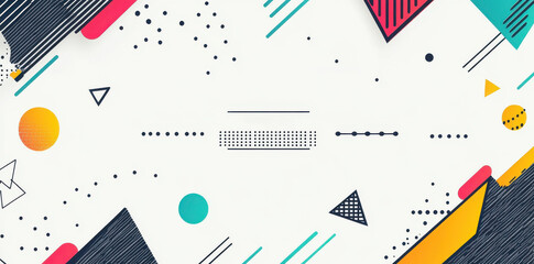 Colorful geometric shapes in a retro Bauhaus-style poster design