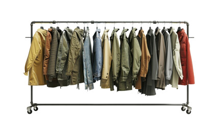 A rack of clothes hangs on a rack