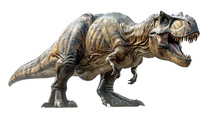 A large T-Rex is standing on a white background