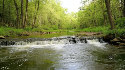 Naklejka premium beautiful river in the forest mountain fall autumn tree spring 