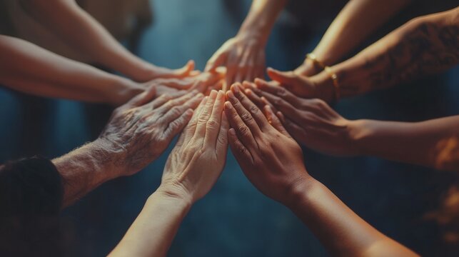 Shot of a group of people holding hands and praying together - Powered by Adobe