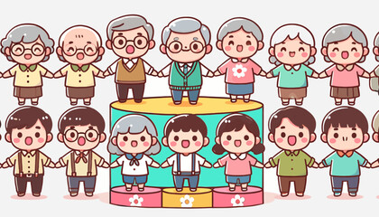 Economic Impact of an Aging Society. Vector illustration.