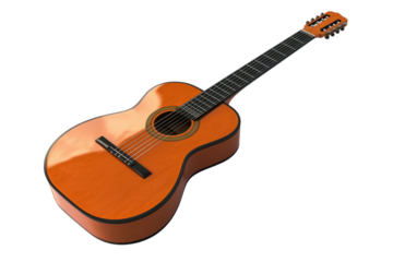 High-quality image of a classic wooden acoustic guitar, showcasing its natural finish and elegant design, perfect for music-related content.