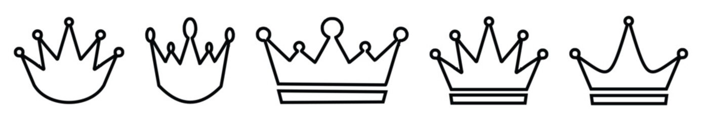 Crown vector collection. Black crown icon set. line art. King emblem, royal symbols. Exclusive, vip, premium symbol, luxury sign vector icons set.