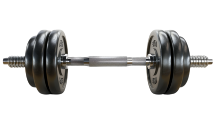 A pair of dumbbells with a silver handle