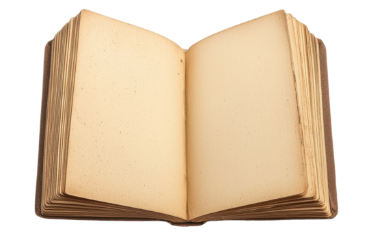 Open vintage book with blank pages, capturing a nostalgic, timeless essence. Perfect for backgrounds, themes of literature, and creativity.