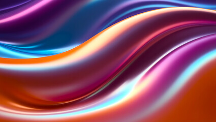 Multi Colored 3D Abstract Background,
This image features vibrant, flowing waves of glossy colors&mdash;orange, purple, and blue&mdash;blending together in smooth, abstract, silk-like curves.
