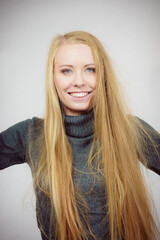 Portrait girl long blonde hair