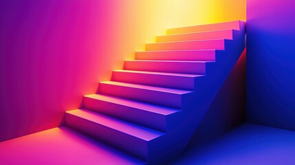 Obraz premium Competitors, Sleek geometric design, business growth theme, premium staircase