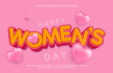 Women text effect style with bold rounded editable 3d vector