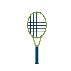 Tennis racket isolated on white background. Vector hand drawn flat illustration