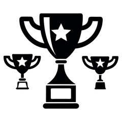 Set of trophy cup icon silhouette isolated on a white background,Eps 10.