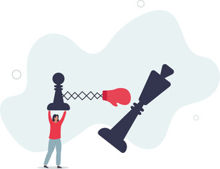 Game changer to win business competition, secret weapon or winning strategy to defeat rival and competitors.flat design with people.