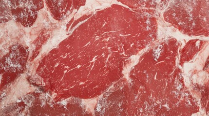 Obraz premium Detailed and closeup fresh raw red marbled beef texture showcases rich colors and unique textures