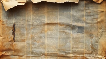 A vintage, torn newspaper page with aged and yellowed paper and faded ink.