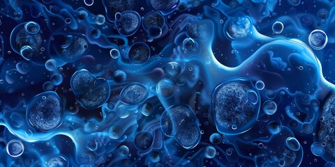 Cobalt Blue Detergent Action: High-resolution microscopy of cobalt blue-colored detergent molecules, showcasing surface cleaning and stain removal