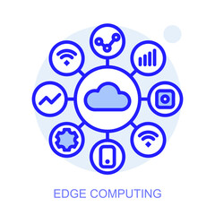 Edge Computing concept icon. Smart factory. Modern technologies. Industry 4.0. Automated production. Vector linear illustration.