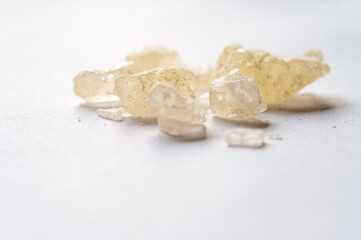 World Drug Day. World AIDS Day. crystal mephedrone designer drugs, bath salt on white background.