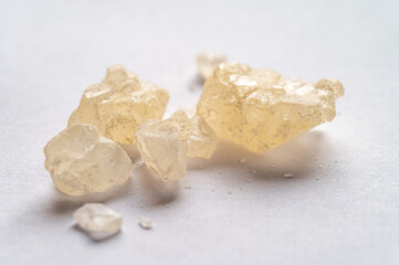 World Drug Day. World AIDS Day. crystal mephedrone designer drugs, bath salt on white background.