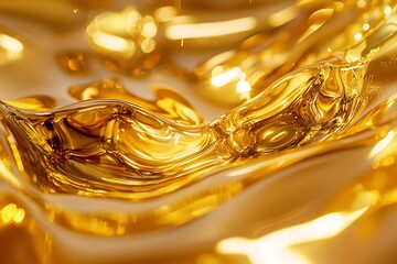 Captivating Flow of Liquid Gold: Abstract Reflection and Motion