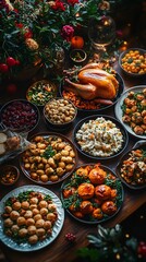 Top view of Thanksgiving Dinner 