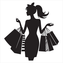 shopping girls silhouette Shopping Girl white background