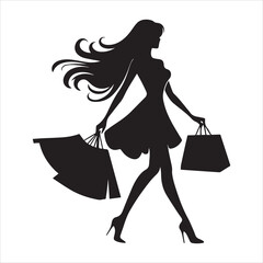 shopping girls silhouette Shopping Girl white background