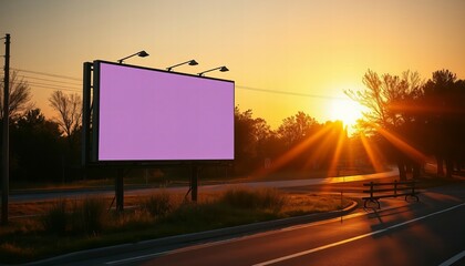 blank white billboard mockup in the sunset light of the city with soft shadows and bright reflections, new beautiful stock image illustration AI