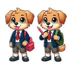 Cartoon Dog Student Vector Icon Illustration Animal