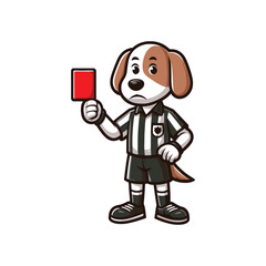 Cartoon Dog Soccer Referee Vector Icon Illustration Animal