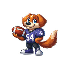 Cartoon dog rugby Vector Icon Illustration Animal