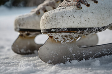 skates in the snow, blades of skates