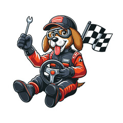 Cartoon Dog Racer Vector Icon Illustration Animal