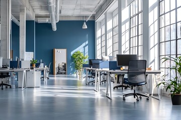 Modern Office Space with Natural Light and Greenery