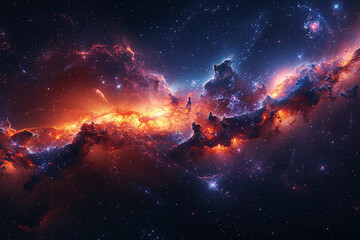 Fototapeta premium Colorful fantasy Galaxy view background, A view from space to a spiral galaxy and stars, The universe is filled with Stars, Nebulae and Galaxies, Generative Ai. 