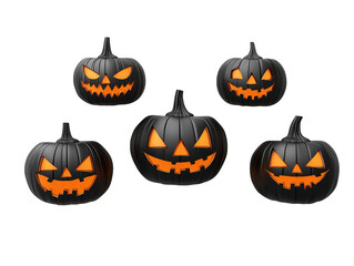 Whimsical jack-o-lanterns perfect for Halloween decoration, capturing the spooky yet playful spirit of the autumn season.